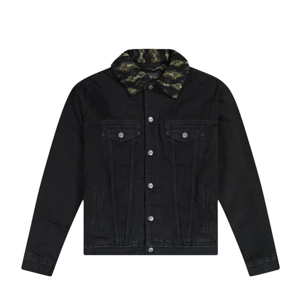 QILO x BCS Sherpa Trucker Jacket Subdued Southwest Black Denim Large NWT - Picture 2 of 6